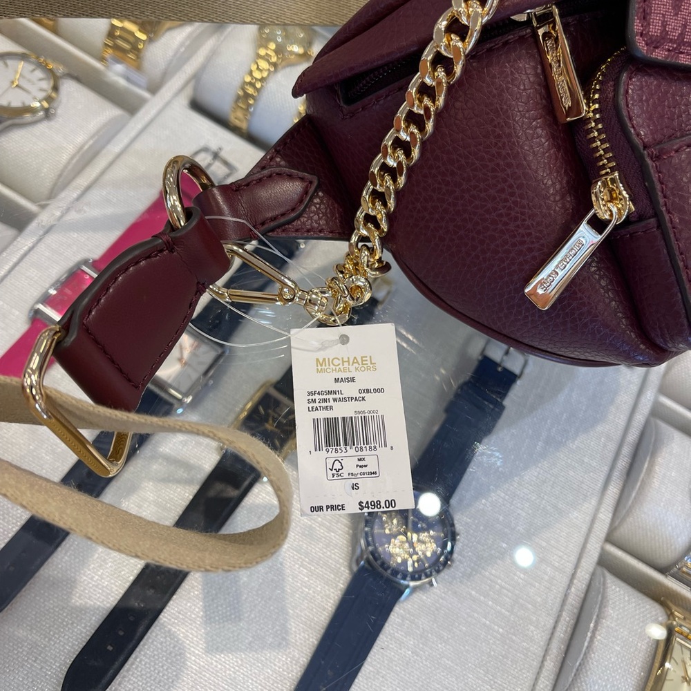 Michael Kors Maisie 2 In 1 Small Leather Waist pack Fanny pack Bag (Oxblood) MK - Picture 10 of 16